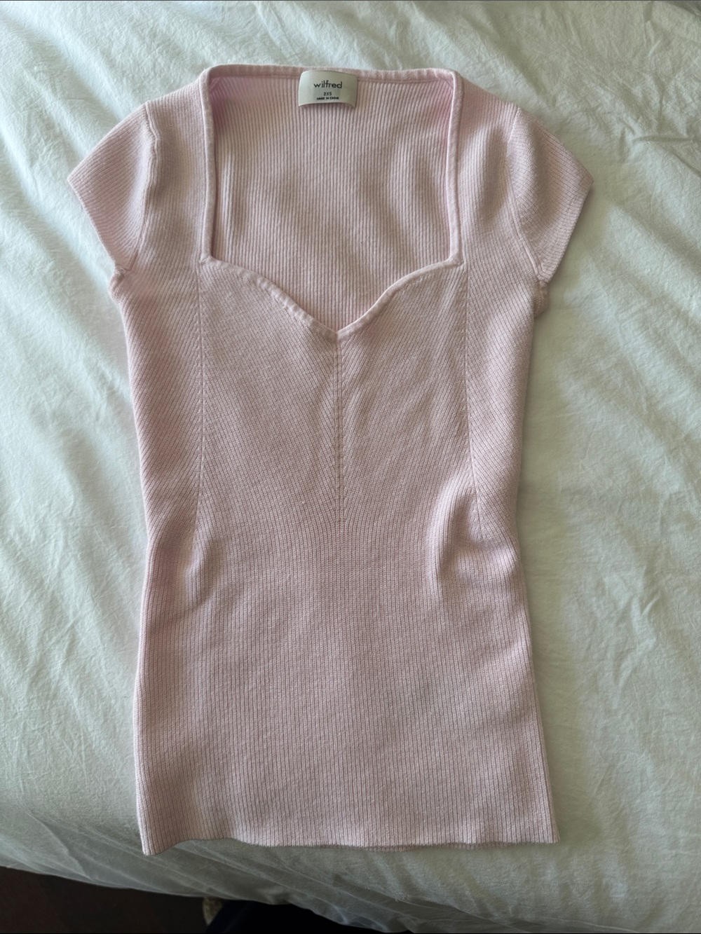Wilfred Pale Pink Square Scoop Ribbed Knit Tank